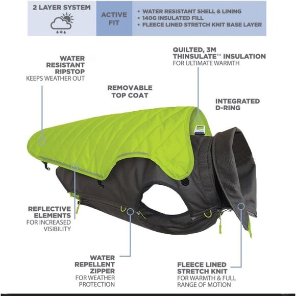 Outward Hound Telluride All-Weather Thinsulate Two Layer Coat for Dogs LG - Picture 1 of 10